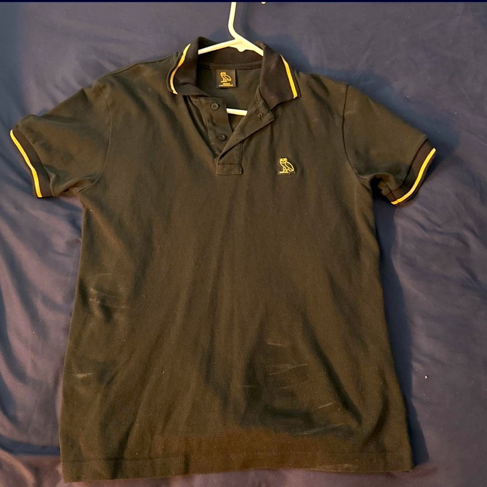 OVO Black & Gold Polo T-Shirt SIZE M